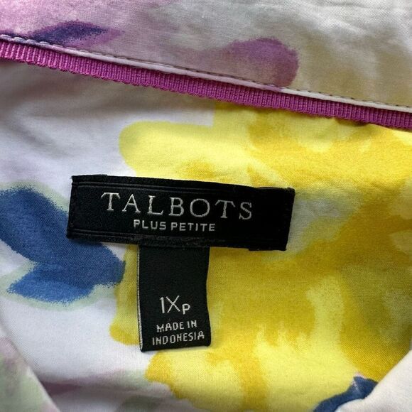 TALBOTS Womens Floral print 100% cotton button up Collared shirt 1x Petite - Picture 6 of 9